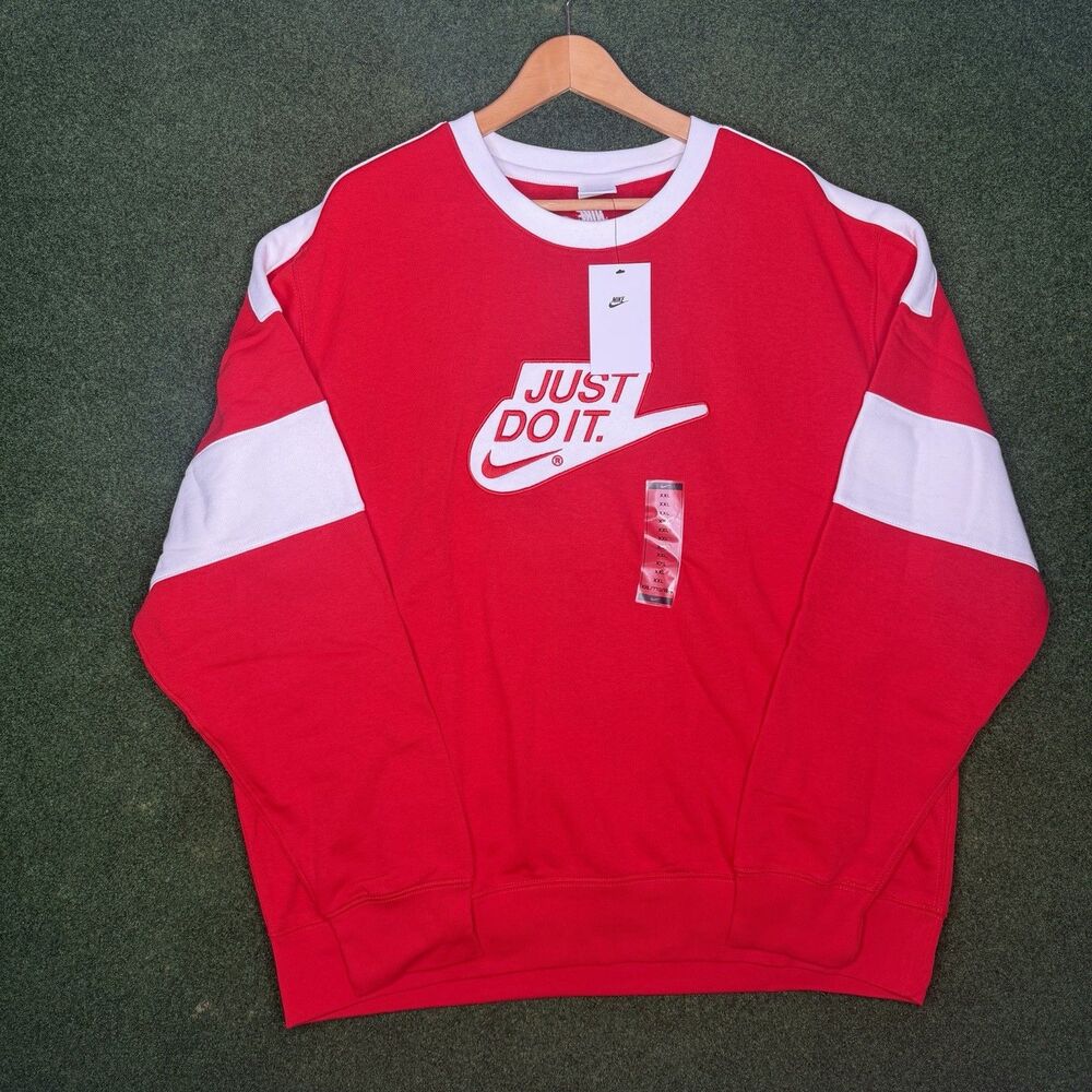 Sz 2XL Nike Sportswear Club Fleece Crewneck Sweatshirt University Red IO9620-657